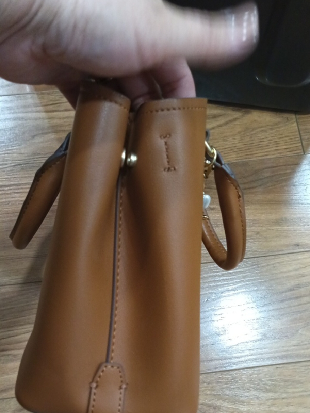 Nanette Lepore Brown Satchel with Gold Charm Chain - Picture 5 of 12